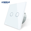 Livolo EU Padrão 2 Gang 1 Way Interruptor de Toque de Parede VL-C702-11 / 12/13/15